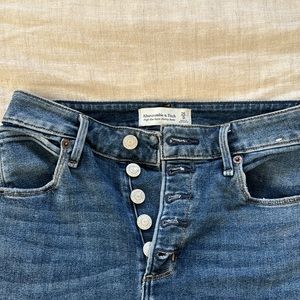 A&F high rise super skinny ankle jeans, cute button and ankle details